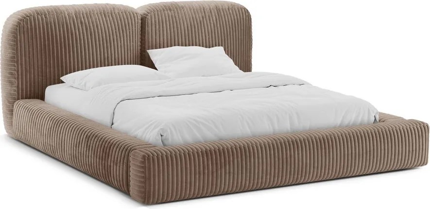 Letto matrimoniale imbottito marrone con contenitore con rete inclusa 180x200 cm Martina – Micadoni