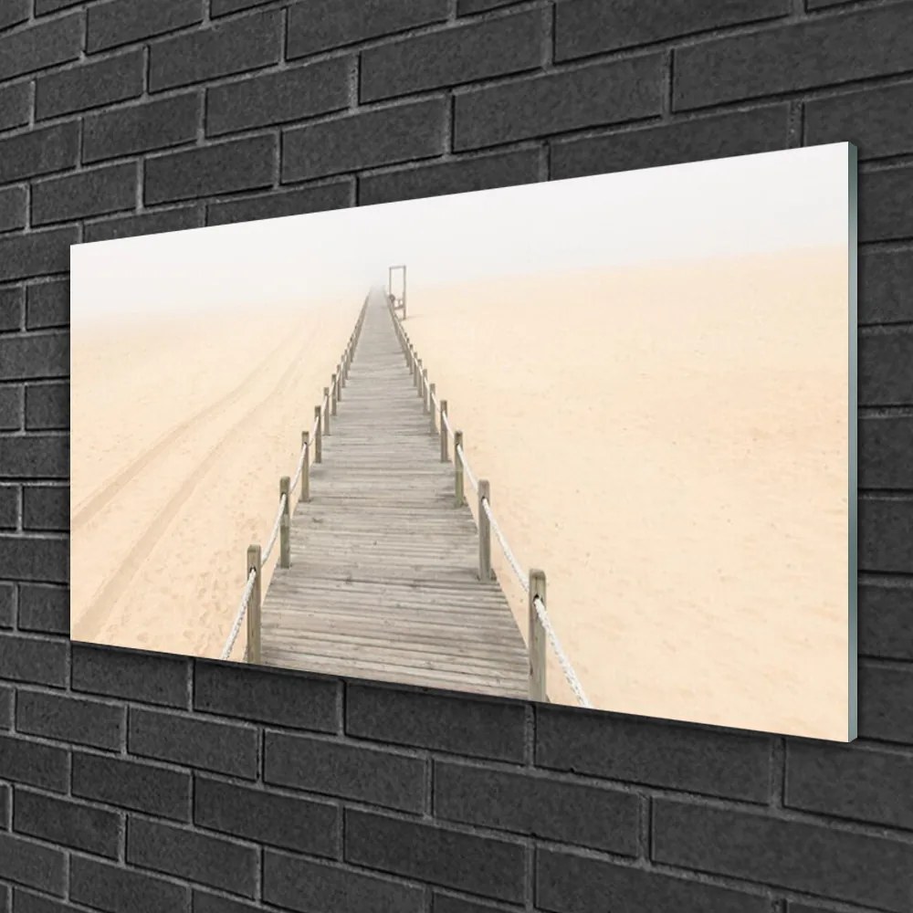 Quadro in vetro Architettura del ponte di sabbia 100x50 cm 2 appendini