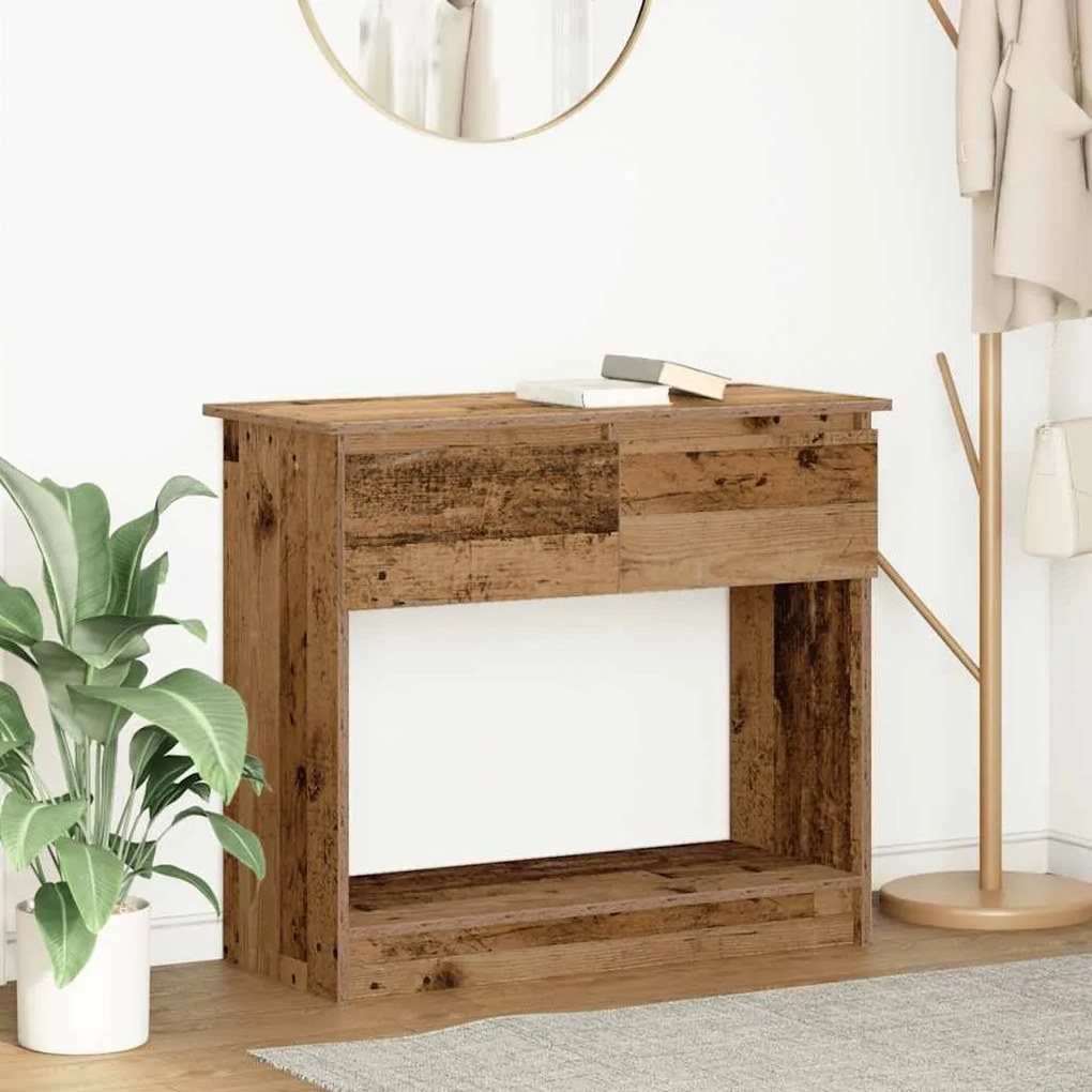 Tavolo Consolle Con Cassetti Legno Antico 85,5x38,5x74,5 Cm /