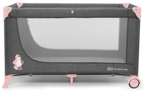 KINDERKRAFT - Lettino da viaggio JOY grigio-rosa