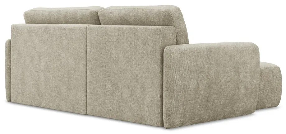 Divano angolare beige allungabile/con contenitore (con penisola a sinistra/con chaise lounge) con rivestimento in ciniglia Lilo – Makamii
