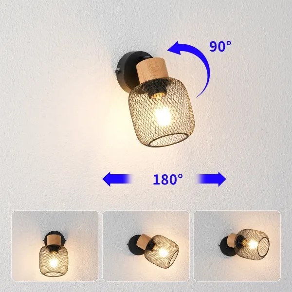 Brilagi - Lampada da parete a spot BASKLITE 1xE27/15W/230V legno/nero