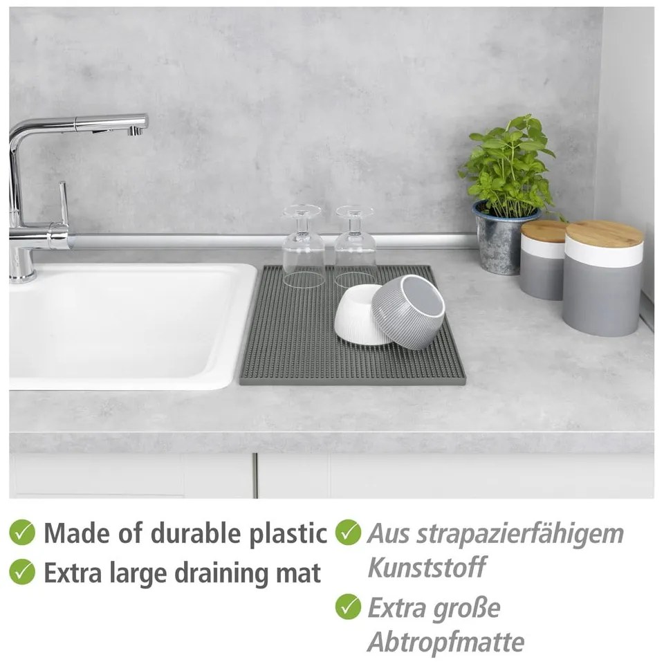 Tappetino scolapiatti grigio in gomma 40x30 cm Maxi – Wenko