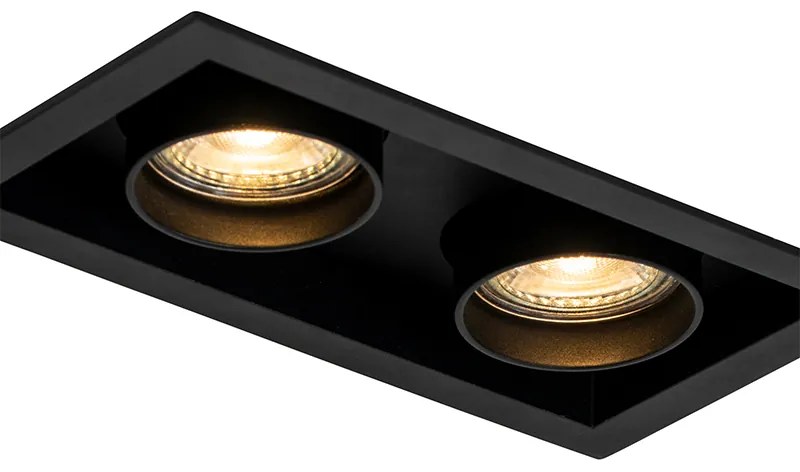 Set di 6 Faretti da Incasso Moderni Neri Orientabili a 2 Luci - Roof