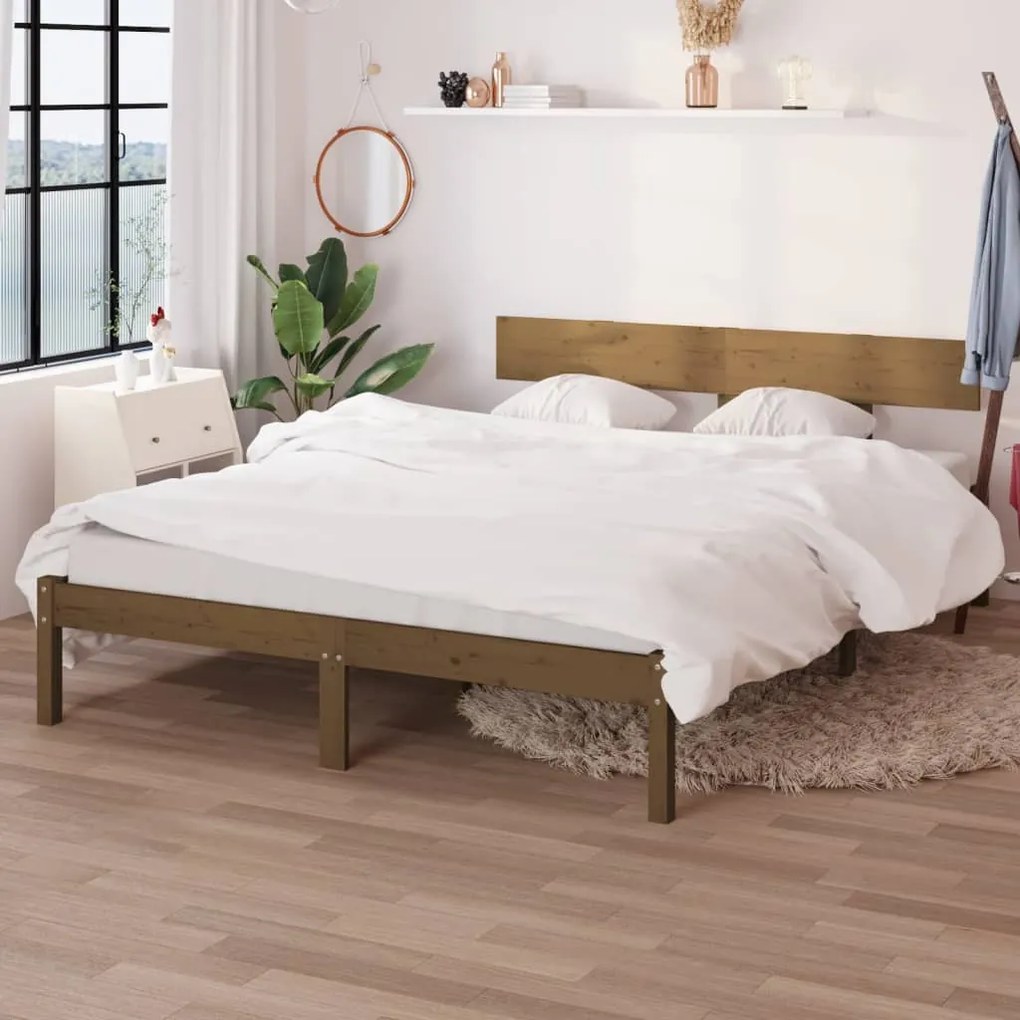 Giroletto Senza Materasso Ambrato İn Legno Di Pino 120x200 Cm /