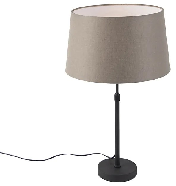 Lampada da tavolo nera con paralume in lino color tortora 35 cm regolabile - Parte