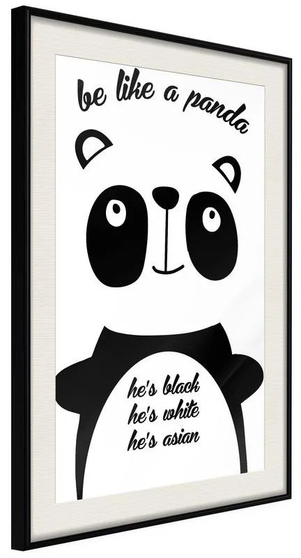 Poster  Tolerant Panda  Cornice Quadri Cornice nera con pass-partout, Larghezza x Altezza Home decor 20x30