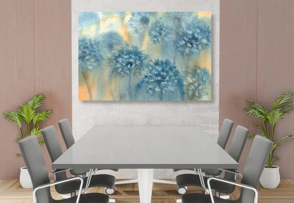 Quadro su tela – Dente di leone blu in acquerello