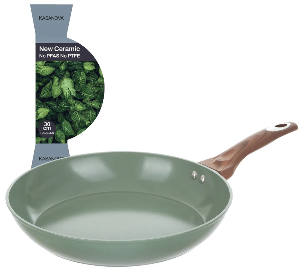 Padella 30 cm in ceramica verde New Ceramic