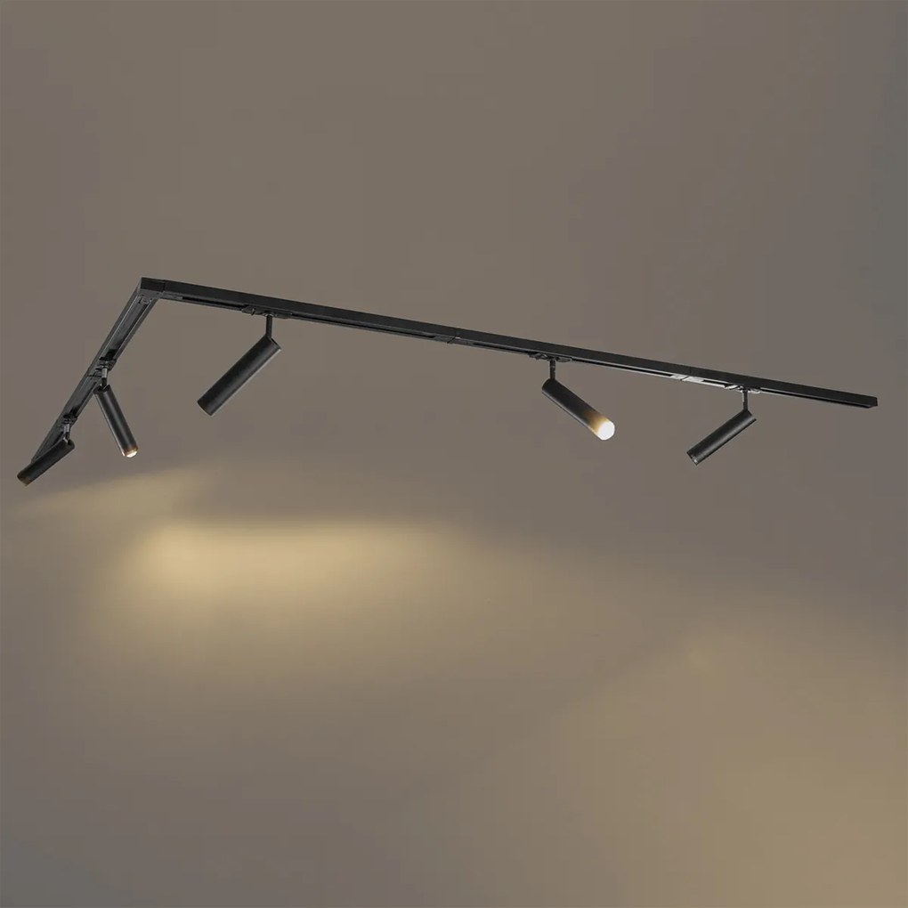 Sistema di illuminazione a binario moderno con 5 faretti neri monofase - Iconic Ivy