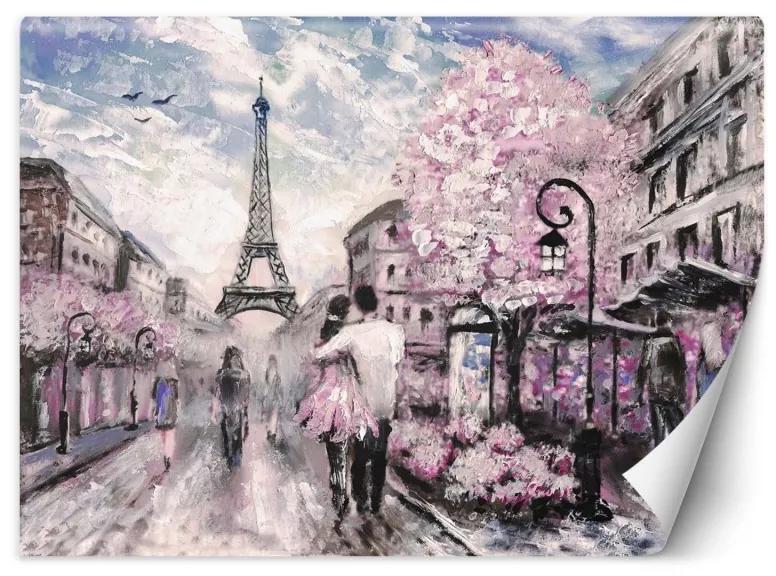 Carta Da Parati, Coppia Parigi dipinta di rosa