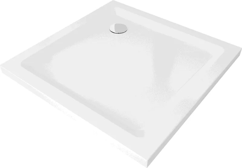 Mexen Flat piatto doccia quadrato slim 80 x 80 cm, bianco, sifone cromato - 40108080