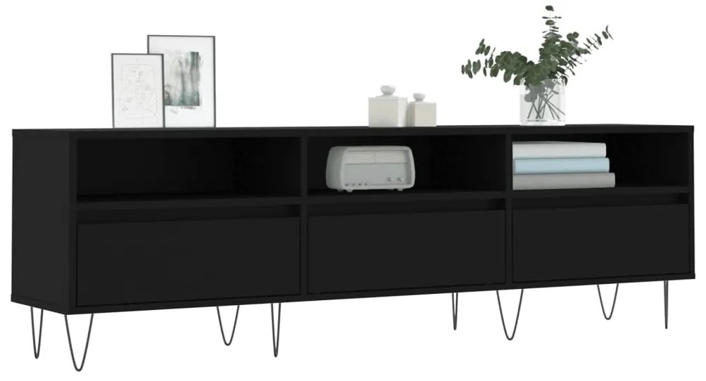 Mobile porta tv nero 150x30x44,5 cm in legno multistrato