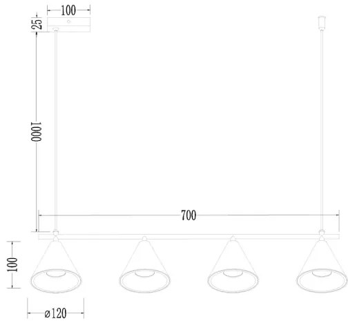 Lampadario a sospensione con filo CONE 4xGU10/10W/230V oro/nero