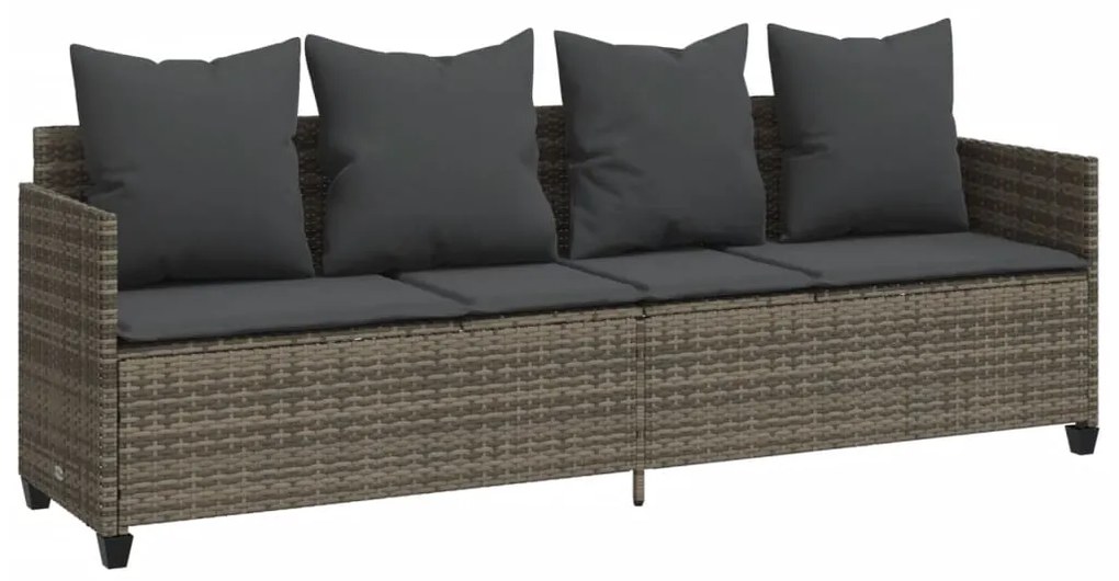 Set divano da giardino 5 pz con cuscini grigio in polyrattan