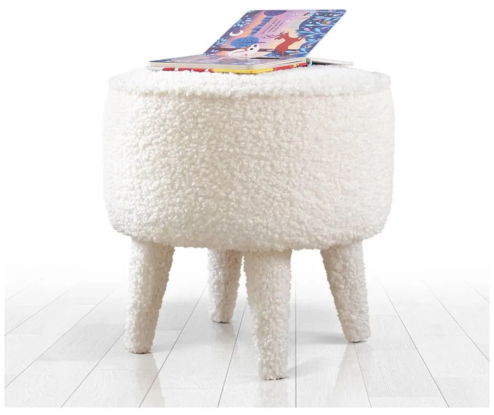 Pouf bianco per bambini in tessuto bouclé Moouv - Artie