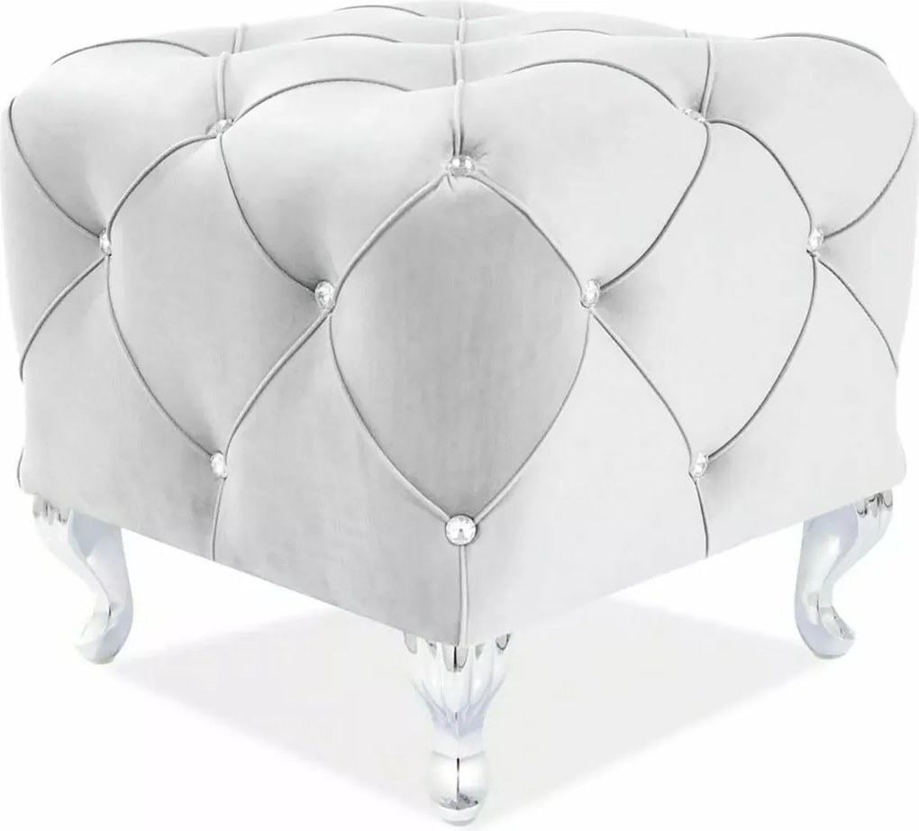 Pouf Hestia K in velluto grigio chiaro – 50x50x46 cm
