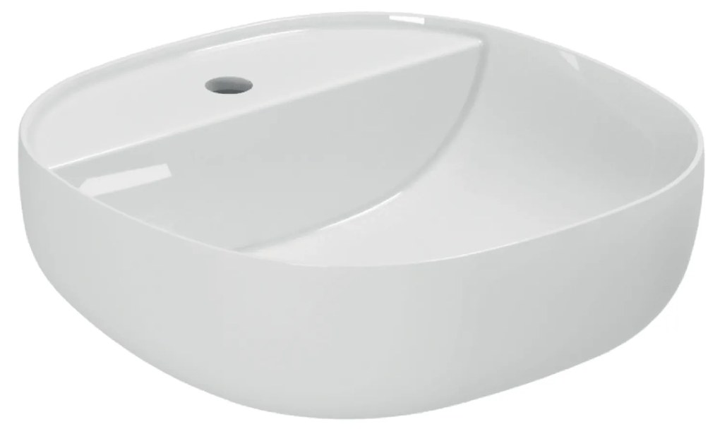 Lavabo D'Appoggio Con Foro 45 Cm Azzurra Ceramica "Elegance Zip" Bianco Lucido