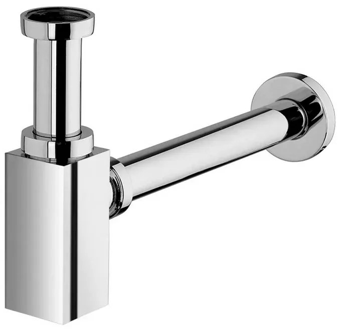 Sifone quadrato in ottone cromato 11/4 per lavabi dappoggio o sospesi