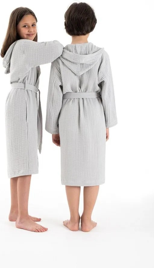 Accappatoio per bambini grigio in mussola 9-10 anni Muslin – Foutastic