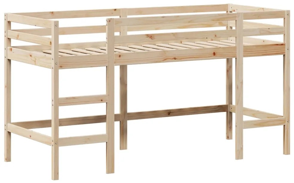 Letto soppalco con scala e tetto 90x200 cm legno massello pino