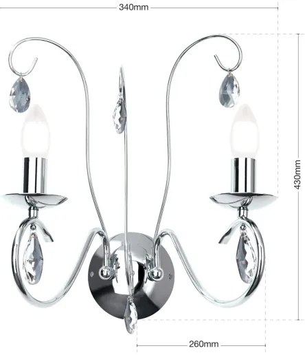 Orion WA 2-1093/2- Applique di cristallo ALESSIA 2xE14/40W/230V cromo lucido