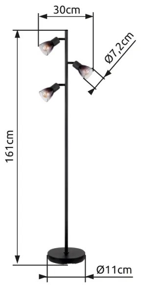 Globo 54312-3S - Lampada con piedistallo SATELLA 3xE14/25W/230V nero