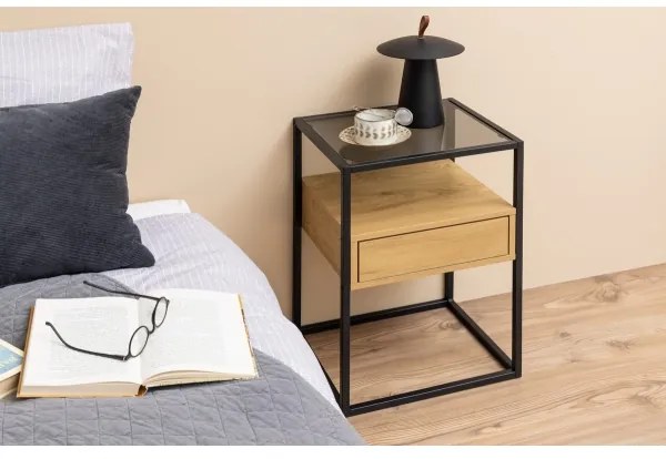 Comodino ZEIN rovere/nero