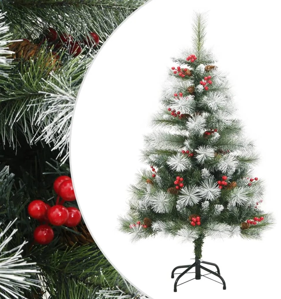 Albero Natale Artificiale Incernierato con Pigne e Bacche, Albero Natale Artificiale Incernierato con Pigne e Bacche 150cm