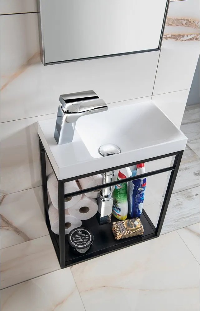 Mobile senza lavabo nero in metallo da appendere 39,5x45 cm Crest – Sapho