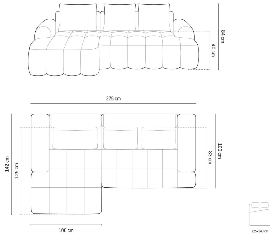 Divano angolare grigio allungabile/con contenitore (con penisola a sinistra/con chaise lounge) Linz – Cosmopolitan Design