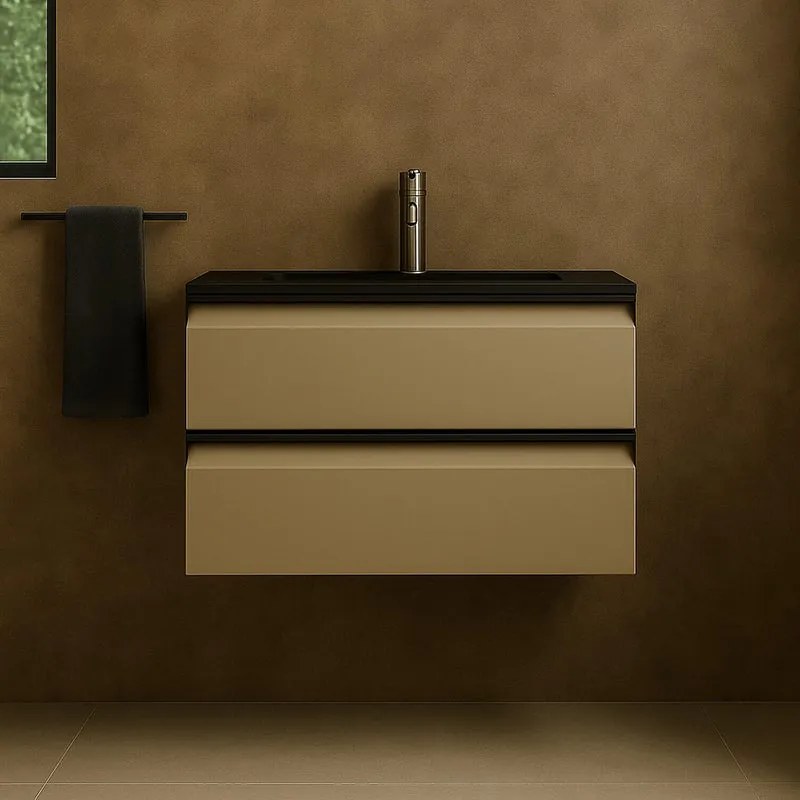 Mobile da bagno sospeso sotto lavabo Fusion L60 H40 P45 cm oro, 2 cassetti