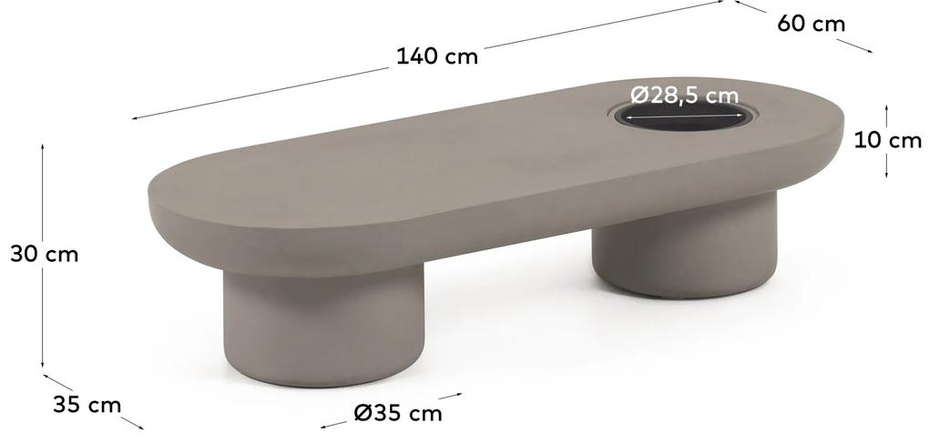 Kave Home - Tavolino Taimi da esterno in cemento Ã˜ 140 x 60 cm