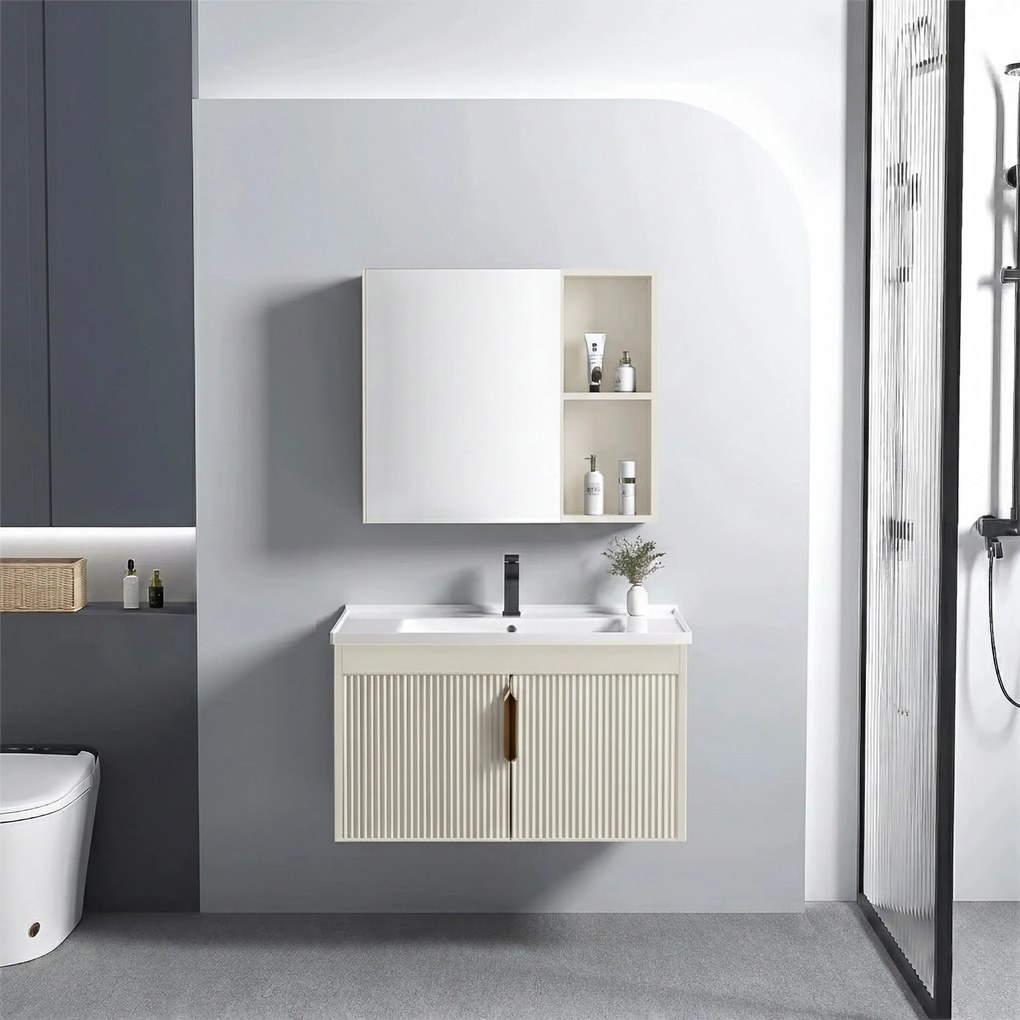 Set di mobili da bagno con lavabo Astor 60 cm Beige