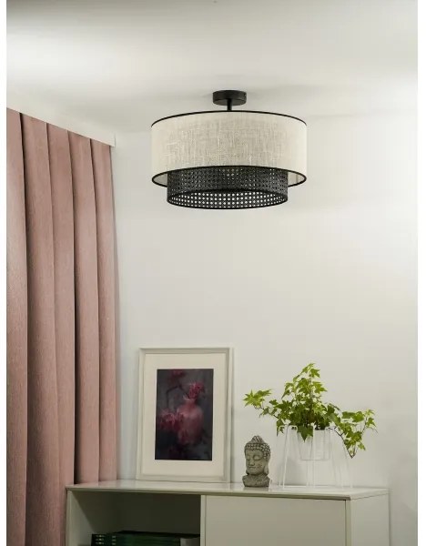 Duolla - Lampadario a plafone RATTAN YUTE 1xE27/15W/230V diametro 45 cm color crema/nero