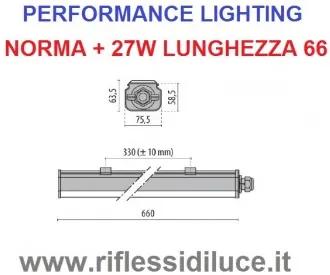 Performance in lighting norma + plafoniera stagno led 27w lunghezza 66 cm