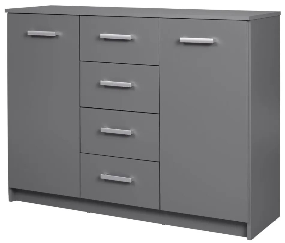 Credenza 2 ante 4 cassetti in laminato grigio