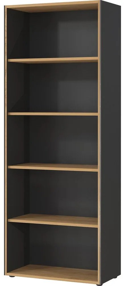 Libreria color antracite/di colore naturale con effetto rovere 75x196x40 cm Podium – Germania