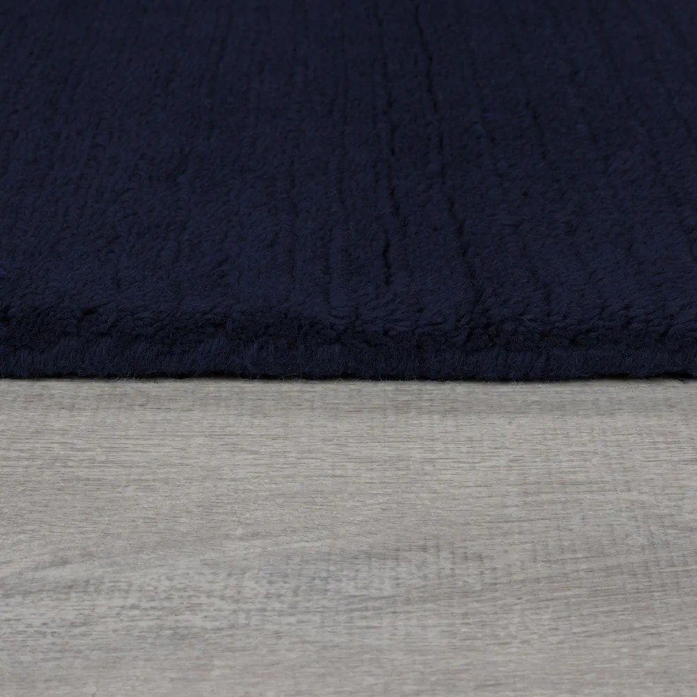 Tappeto blu scuro in lana tessuto a mano 160x230 cm Textured Wool Border – Flair Rugs