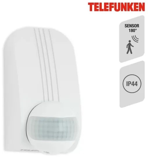 Telefunken 306506TF - Sensore di movimento da esterno 180° IP44 bianco