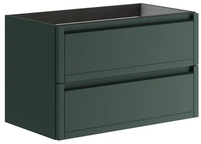 Mobile da bagno sospeso sotto lavabo L 79.5 x H 50 x P 45.5 cm verde opaco, 2 cassetti Tratto