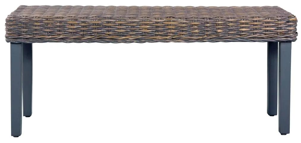 Panca 110 cm Grigia in Rattan Naturale Kubu e Massello di Mango