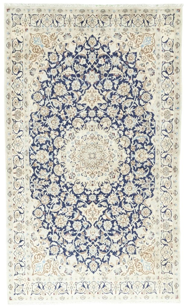Nain Tappeto persiano 220 x 120 Blu (Iran) Annodato A Mano