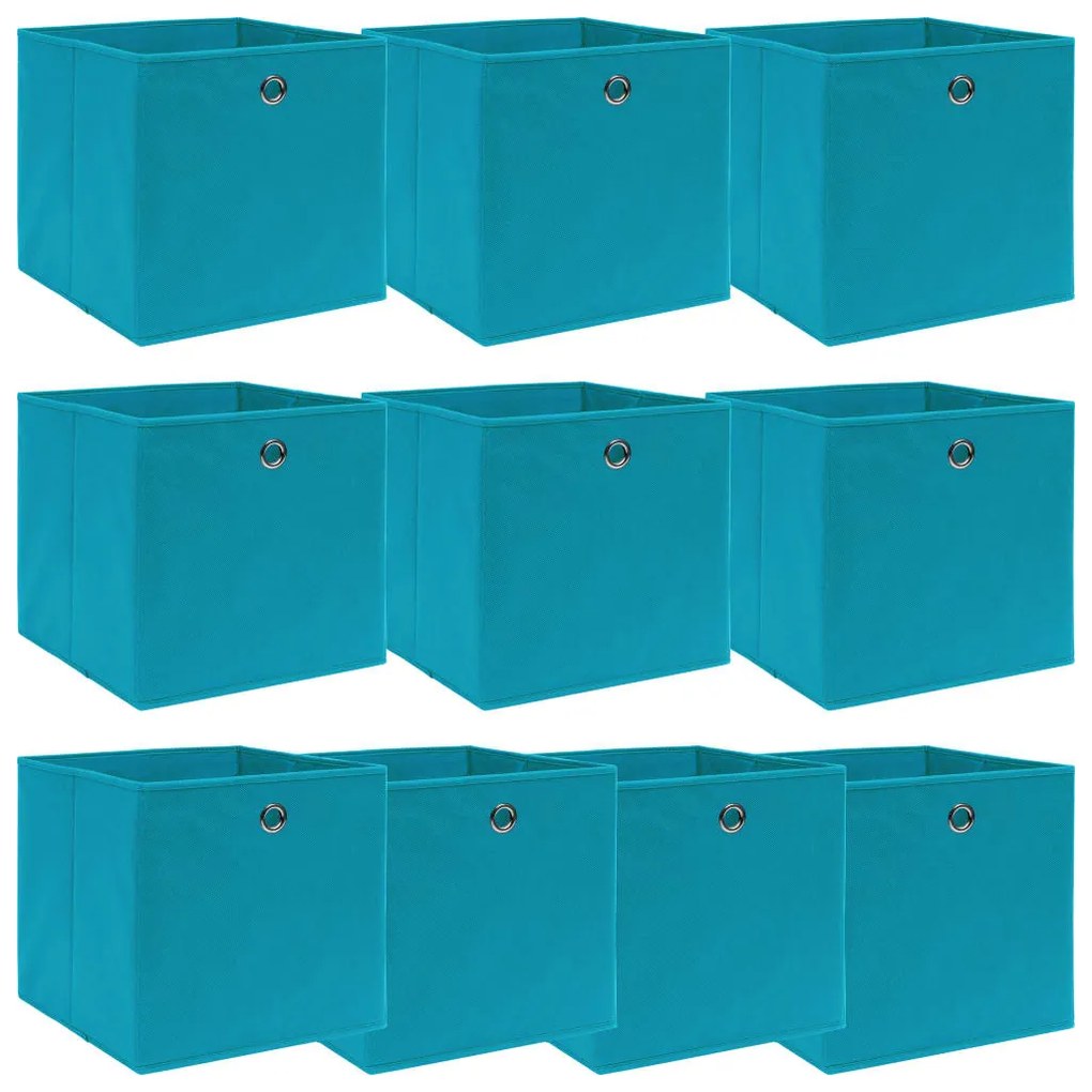 Scatole Portaoggetti 10pz Azzurre 32x32x32 Cm Tessuto /