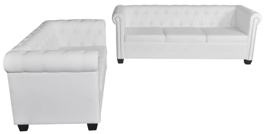 Divani chesterfield a 2 posti e a 3 posti in similpelle bianco