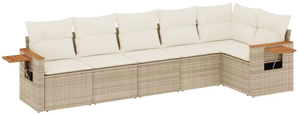 Set divano da giardino 6 pz con cuscini beige in polyrattan