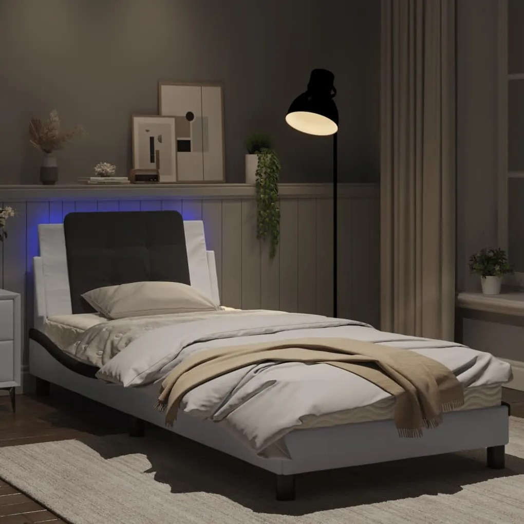 Giroletto con luci led bianco e nero 90x200 cm in similpelle