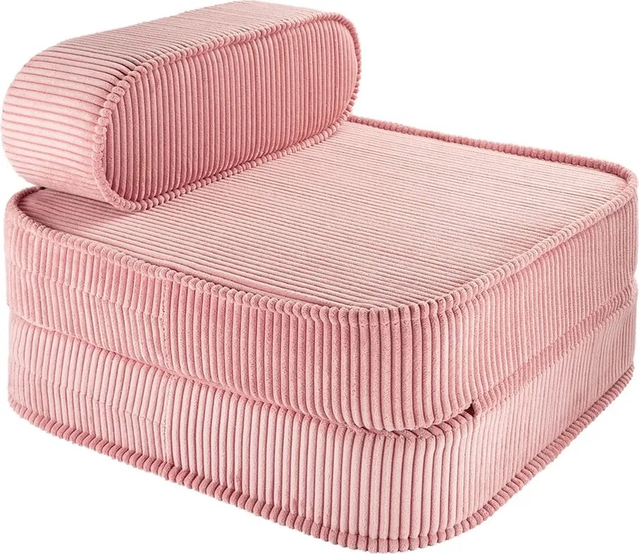 Poltrona per bambini rosa con rivestimento in velluto a coste Flip – Wigiwama