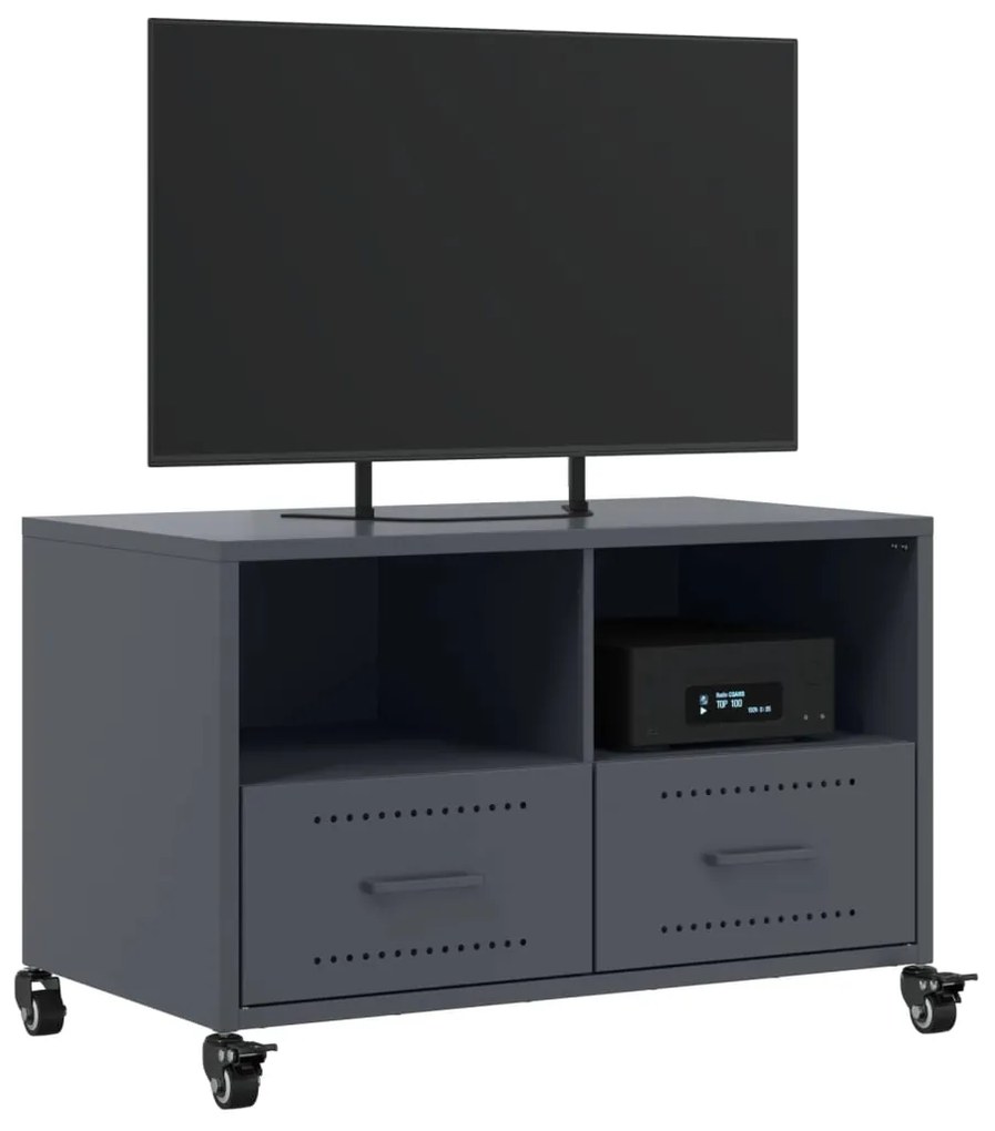 Mobile tv antracite 68x39x43,5 cm in acciaio laminato a freddo