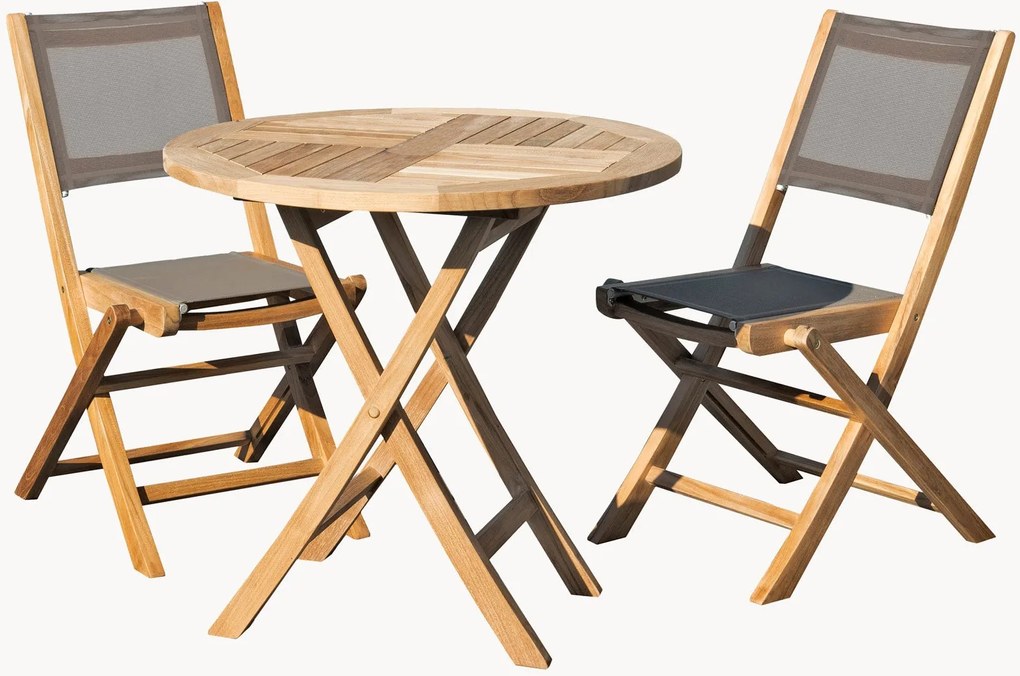 Set da giardino pieghevole in legno di teak Fun, set da 3